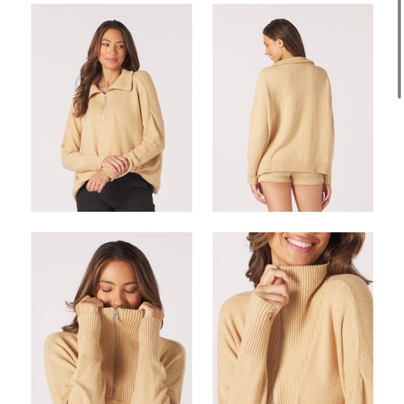 Glyder Woman’s Beige Zip-Up Sweater. Size Large. - Picture 4 of 4